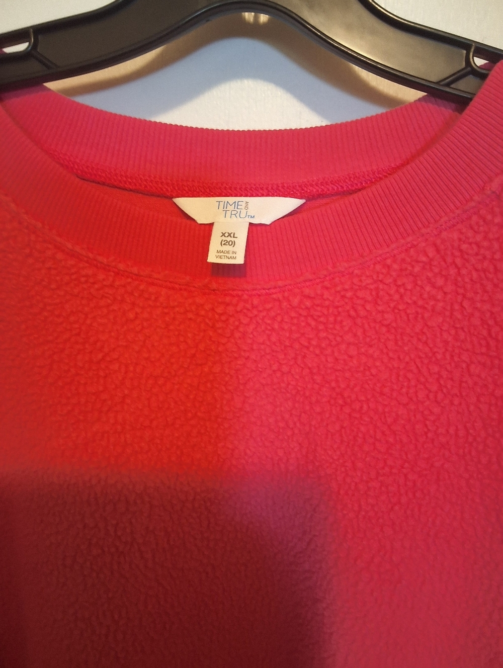 Time and Tru Coral Pink Crewneck Plush Sweatshirt - Picture 2 of 6